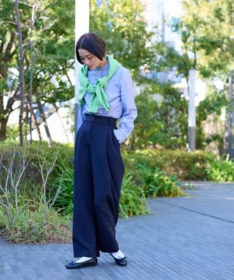 45R ギマ ツィード キュロット パンツ タック ワイド インディゴ タックワイドパンツ | CARA O CRUZ (Women)/キャラ・オ・クルス