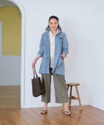 後ろウエストゴム　のびのびチェックのワイドパンツ