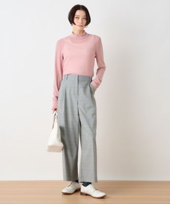 後ろウエストゴム　のびのびチェックのワイドパンツ