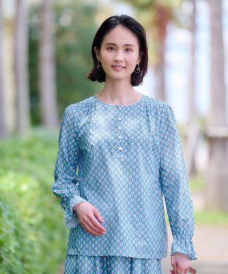 洗える 幾何学柄ブラウス【TROUILLET 】【セットアップ