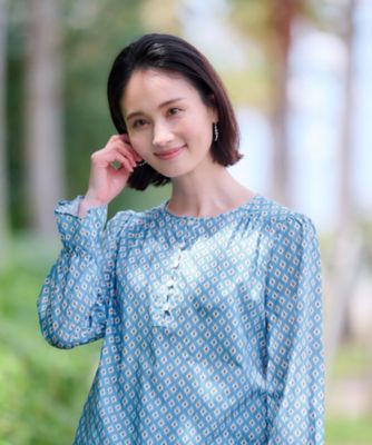 ＜CARA O CRUZ (Women)＞洗える　幾何学柄ブラウス【ＴＲＯＵＩＬＬＥＴ　】【セットアップ】