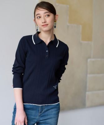 ＜CARA O CRUZ (Women)＞【ＵＶ加工　洗える】リブニットポロシャツ