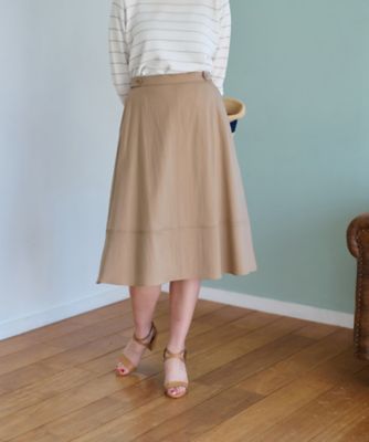 後ろウエストゴム　ミモレ丈スカート