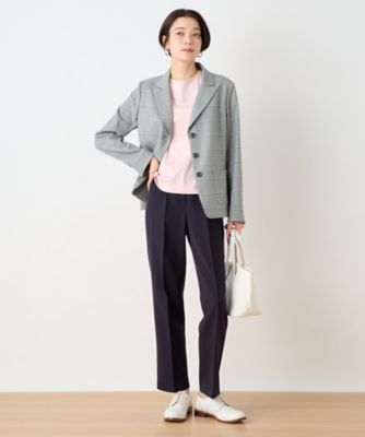 洗える　ウエスト伸縮のびのびテーパードパンツ