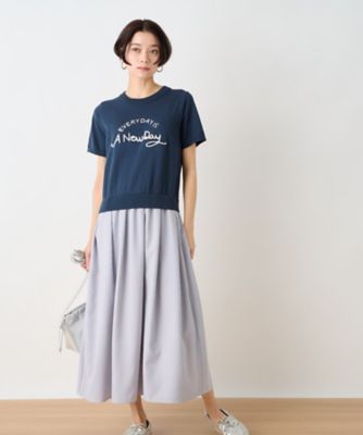 ＜CARA O CRUZ (Women)＞ニットとストライプのドッキングワンピース