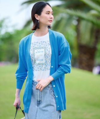 麻ブレンドチュニックカーディガン
