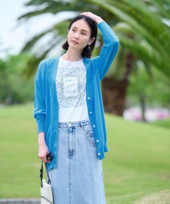 麻ブレンドチュニックカーディガン
