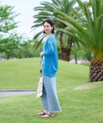 麻ブレンドチュニックカーディガン
