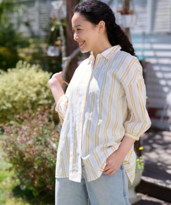 hyke ハイク　T/C クルーネック ストライプ シャツ HYKE（ハイク）の「＜HYKE（ハイク）＞ T/C クルーネック