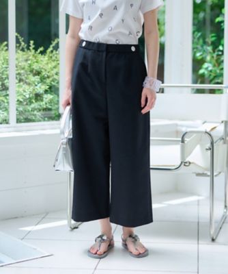 ＜CARA O CRUZ (Women)＞洗える　マリン後ろウエストゴム　ワイドクロップドパンツ（サッカー素材）【セットアップ】
