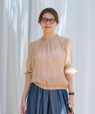 ＜CARA O CRUZ (Women)＞洗える　裾ゴムフラワーブラウス【ＤＩＶＩＳＩＯＮＥ　ＴＥＳＳＩＬＥ】