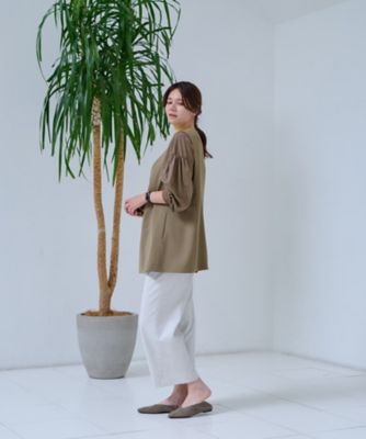 洗える　ウエストゴムワイドパンツ