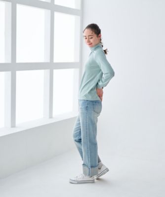 ルーズストレートののびのびダブルヘムデニム