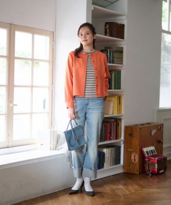 ルーズストレートののびのびダブルヘムデニム