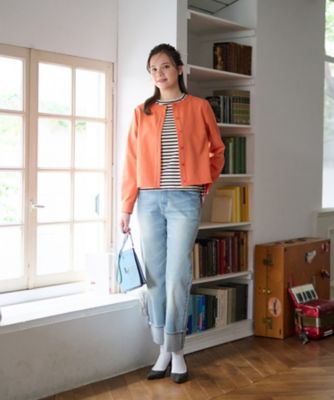 ルーズストレートののびのびダブルヘムデニム