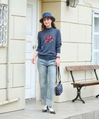 ルーズストレートののびのびダブルヘムデニム