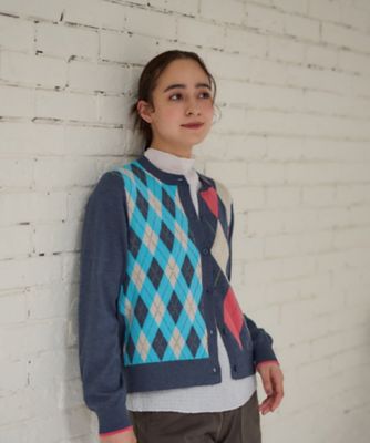 ＜CARA O CRUZ (Women)＞洗える　アーガイルカーディガン