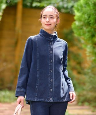洗える　パッチワーク刺繍のデニムジャージ　ジャケット【セットアップ】