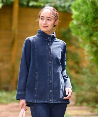洗える　パッチワーク刺繍のデニムジャージ　ジャケット【セットアップ】