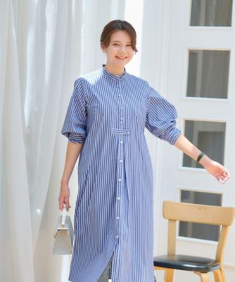 ＜CARA O CRUZ (Women)＞洗える　ストライプシャツワンピース