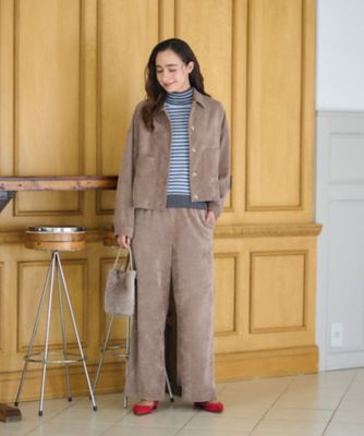 洗える　ウエスト伸縮コーデュロイパンツ【セットアップ】