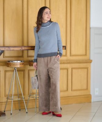 洗える　ウエスト伸縮コーデュロイパンツ【セットアップ】