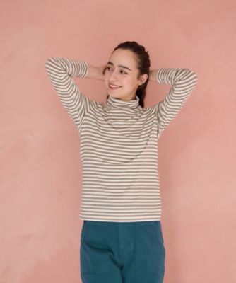 洗える タートルネックボーダーカットソー | CARA O CRUZ (Women