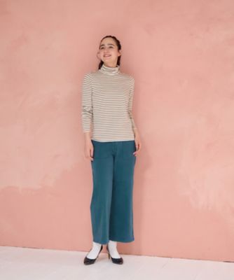 洗える タートルネックボーダーカットソー | CARA O CRUZ (Women