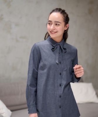 ＜CARA O CRUZ (Women)＞洗える　タイ付シャツ【ＣｏＣ　ｂｙ　ＣＡＲＡ　Ｏ　ＣＲＵＺ】