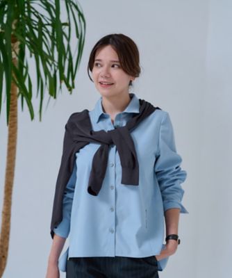 ＜CARA O CRUZ (Women)＞洗える　ロゴ入りシンプルシャツ【ＣｏＣ　ｂｙ　ＣＡＲＡ　Ｏ　ＣＲＵＺ】