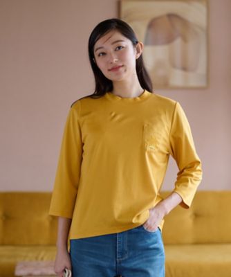 ＜CARA O CRUZ (Women)＞【汗じみ防止　洗える】刺繍＆スパンコールの胸ポケットＴシャツ【ＣｏＣ　ｂｙ　ＣＡＲＡ　Ｏ　ＣＲＵＺ】