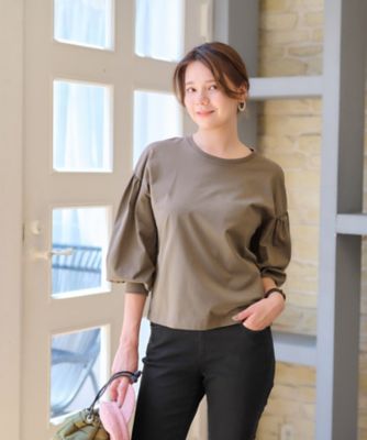 ＜CARA O CRUZ (Women)＞洗える　ギャザースリーブカットソー【ＣｏＣ　ｂｙ　ＣＡＲＡ　Ｏ　ＣＲＵＺ】