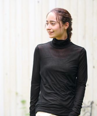 【SALE】CARA O CRUZ (Women)/キャラ・オ・クルス 洗えるタートルネックメッシュカットソー【CoC by CARA O CRUZ】199ブラック トップス【三越伊勢丹/公式】