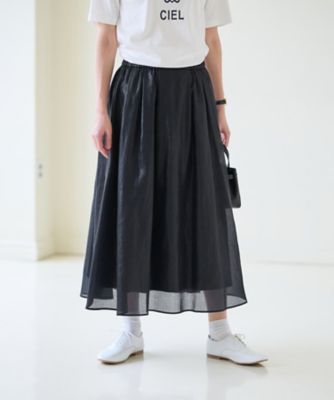 ＜CARA O CRUZ (Women)＞洗える　ウエストゴム　艶めくシアースカート【ＣｏＣ　ｂｙ　ＣＡＲＡ　Ｏ　ＣＲＵＺ】