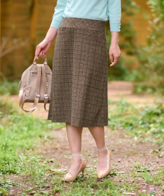 ツイードチェックのジャージスカート【PONTE TORTO