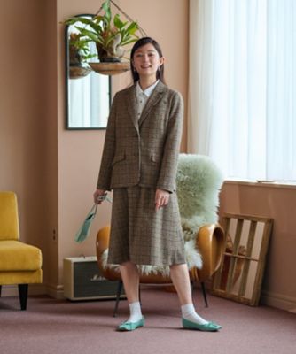 ツイードチェックのジャージスカート【PONTE TORTO