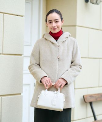 アルパカブレンドフーデットコート | CARA O CRUZ (Women)/キャラ・オ