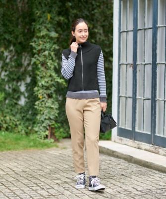 洗える　ウエストゴムセンタープレスパンツ