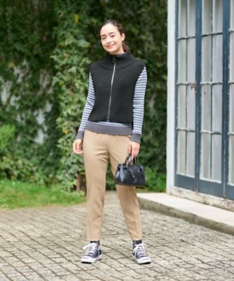 洗える　ウエストゴムセンタープレスパンツ