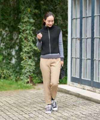 洗える　ウエストゴムセンタープレスパンツ