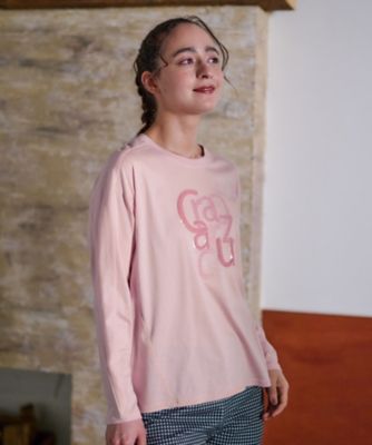 洗える　スパンコール刺繍ロゴＴシャツ