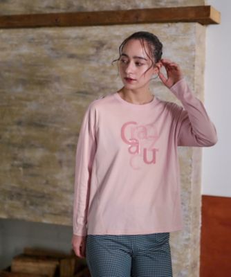 CARA O CRUZ (Women)/キャラ・オ・クルス 洗える スパンコール刺繍ロゴTシャツ