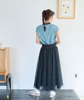 洗える　バイカラーボウタイフレンチスリーブトップス