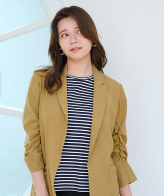 洗える　袖シャーリングジャケット