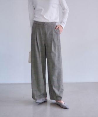 ＜CARA O CRUZ (Women)＞【あったか】洗える　グレンチェックの裏起毛ワイドパンツ【ＣｏＣ　ｂｙ　ＣＡＲＡ　Ｏ　ＣＲＵＺ】