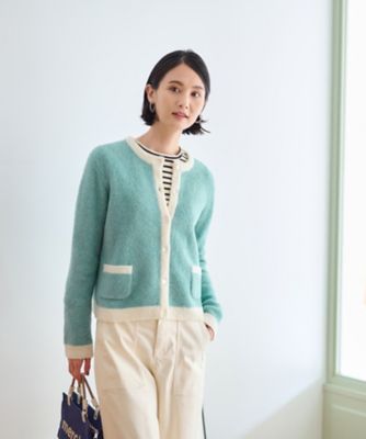 ＜CARA O CRUZ (Women)＞トリミングのブークレカーディガン【ＣｏＣ　ｂｙ　ＣＡＲＡ　Ｏ　ＣＲＵＺ】