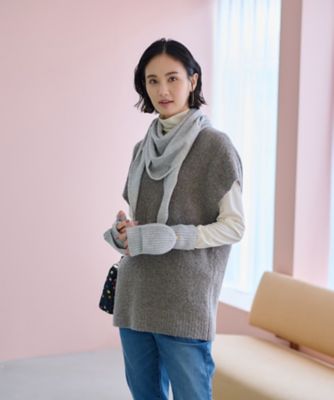 ＜CARA O CRUZ (Women)＞Ｖネックのニットベスト【ＣｏＣ　ｂｙ　ＣＡＲＡ　Ｏ　ＣＲＵＺ】