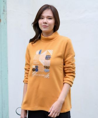 ＜CARA O CRUZ (Women)＞【あったか】洗える　裏起毛のビーズ刺繍スエット