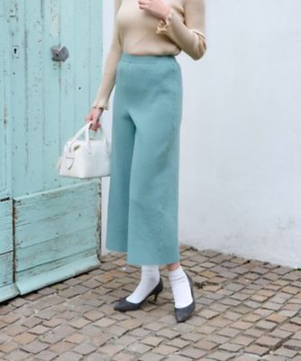 ＜CARA O CRUZ (Women)＞洗える　ウエストゴムのニットワイドクロップドパンツ【ＣｏＣ　ｂｙ　ＣＡＲＡ　Ｏ　ＣＲＵＺ】【セットアップ】【あったか】