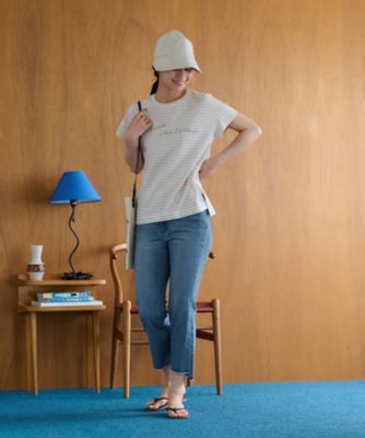 洗える　裾断ち切りクロップドデニム